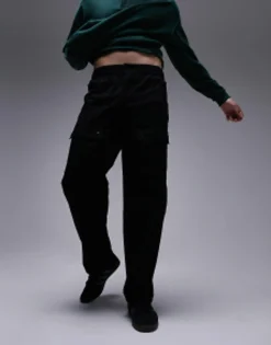 Trousers & Chinos*Topman Relaxed Cargo Trousers In Black