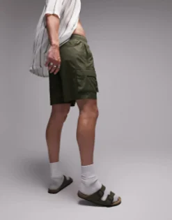 Swimwear*Topman Skinny Cargo Swim Shorts In Khaki