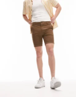 Shorts*Topman Skinny Chino Short In Brown