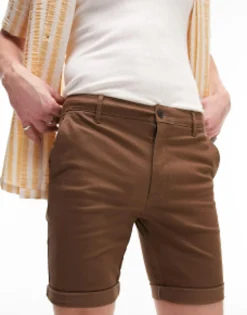 Shorts*Topman Skinny Chino Short In Brown
