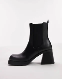 Chelsea Boots*Topshop Bay Square Toe Heeled Chelsea Boot In Black