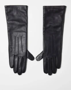 Gloves*Topshop Gia Long Leather Glove In Black