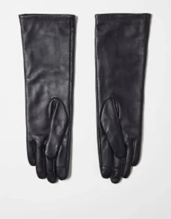 Gloves*Topshop Gia Long Leather Glove In Black