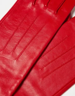 Gloves*Topshop Gia Long Leather Glove In Red