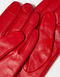 Gloves*Topshop Gia Long Leather Glove In Red