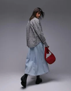 Shirts*Topshop Gingham Shirt In Mono