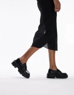 Loafers*Topshop Lottie Chunky Loafer In Croc Black