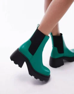 Chelsea Boots*Topshop Margot Chunky Chelsea Boot In Green