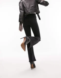 Tall*Topshop Petite Joni Flare Jeans In Washed Black