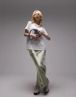 Skirts*Topshop Petite Satin Bias Maxi Skirt In Icey Sage