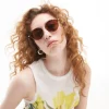 Sunglasses*Topshop Plastic Round Sunglasses In Tort Brown