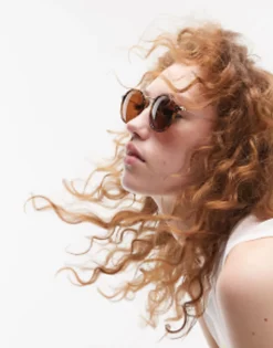Sunglasses*Topshop Plastic Round Sunglasses In Tort Brown