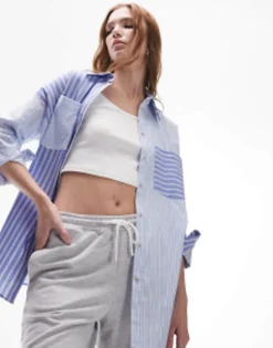 Shirts*Topshop Stripe Mix And Match Shirt In Blue