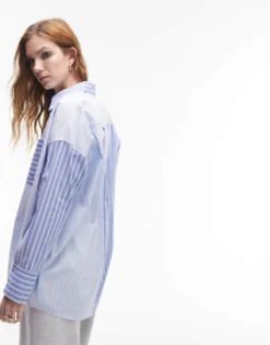 Shirts*Topshop Stripe Mix And Match Shirt In Blue