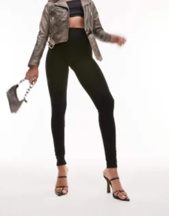Tall*Topshop Tall Full Length Heavy Weight Legging With Deep Waistband In Black
