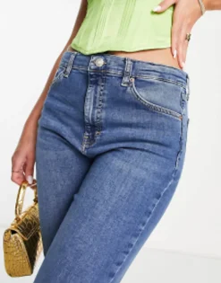 Tall*Topshop Tall Jamie Flare Jeans In Mid Blue