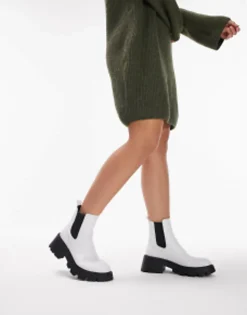Chelsea Boots*Topshop Wide Fit Bella Chunky Chelsea Boot In White