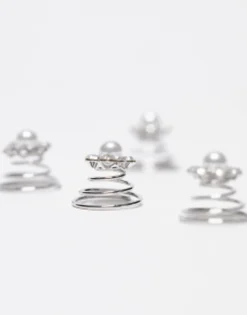 Hair Accessories*True Decadence Floral Crystal Hair Twist Multipack In Pack Of 6 Silver