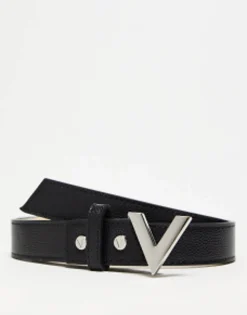 Belts*Valentino Bags Valentino Divina Belt In With Silver V Black