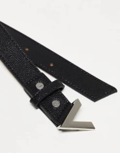 Belts*Valentino Bags Valentino Divina Belt In With Silver V Black