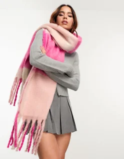Scarves*Vero Moda Brushed Check Scarf In Pink