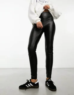 Trousers & Leggings*Vero Moda Skinny Leather Look Legging In Black