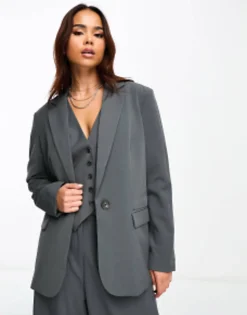 Suits & Tailoring*Vero Moda Tailored Blazer Co-Ord In Grey Grey Pinstripe
