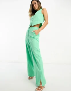 Suits & Tailoring*Vero Moda Tailored Waistcoat And Wide Leg Co-Ord In Green