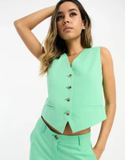 Suits & Tailoring*Vero Moda Tailored Waistcoat And Wide Leg Co-Ord In Green