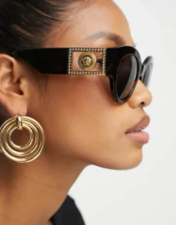 Sunglasses*Versace Oversized Round Sunglasses In Tortoiseshell Brown
