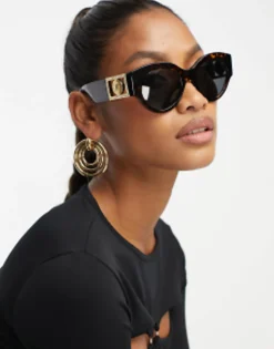 Sunglasses*Versace Oversized Round Sunglasses In Tortoiseshell Brown