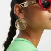 Sunglasses*Versace Rectangle Festival Sunglasses With Gold Detail In Red