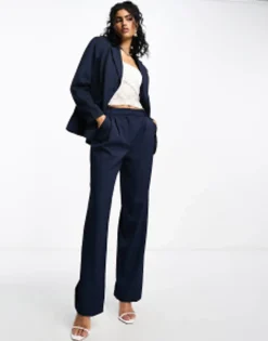 Suits & Tailoring*Vila Twill Tailored Oversized Blazer And Wide Leg Trouser Co-Ord In Navy