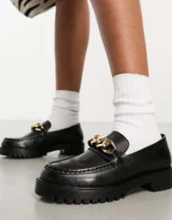 Loafers*WALK LONDON Clara Chain Loafers In Leather Black
