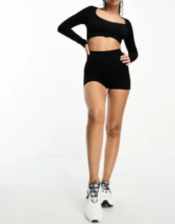 Shorts*4505 Wb Seamless Rib Booty Short And Long Sleeve In Black