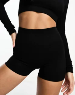 Shorts*4505 Wb Seamless Rib Booty Short And Long Sleeve In Black