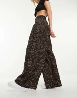 Trousers & Leggings*Wednesday's Girl Smudge Spot Wide Leg Trousers In Black And Tan Black/Tan Spot
