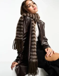 Scarves*Weekday Unisex Stripe Scarf In Exclusive To Asos Brown
