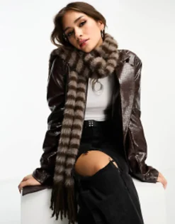 Scarves*Weekday Unisex Stripe Scarf In Exclusive To Asos Brown