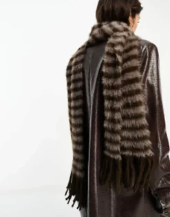 Scarves*Weekday Unisex Stripe Scarf In Exclusive To Asos Brown