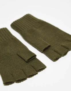 Gloves*Weekday Wood Fingerless Gloves In Khaki